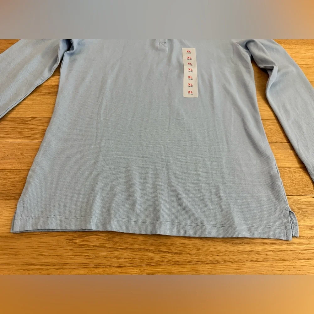 Old Navy Uniform Pique Long Sleeves Polo Shirt for Girls in Light Blue